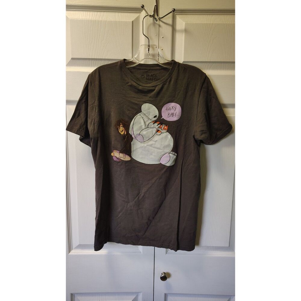 Black Matter Big Hero 6 T Shirt Womens Medium Brown Baymax Hairy Baby Disney Tee